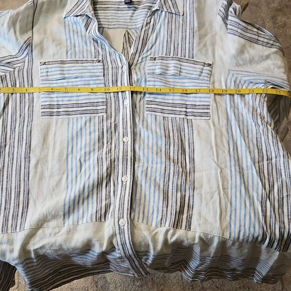Jones New York Striped Linen Blend Top Size XL - Picture 9 of 10